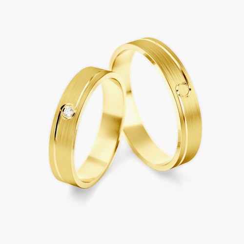 Obrączki ślubne: złote, płaskie, 4 mm